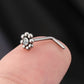 20G Titanium L-shaped CZ Flower Nose Stud