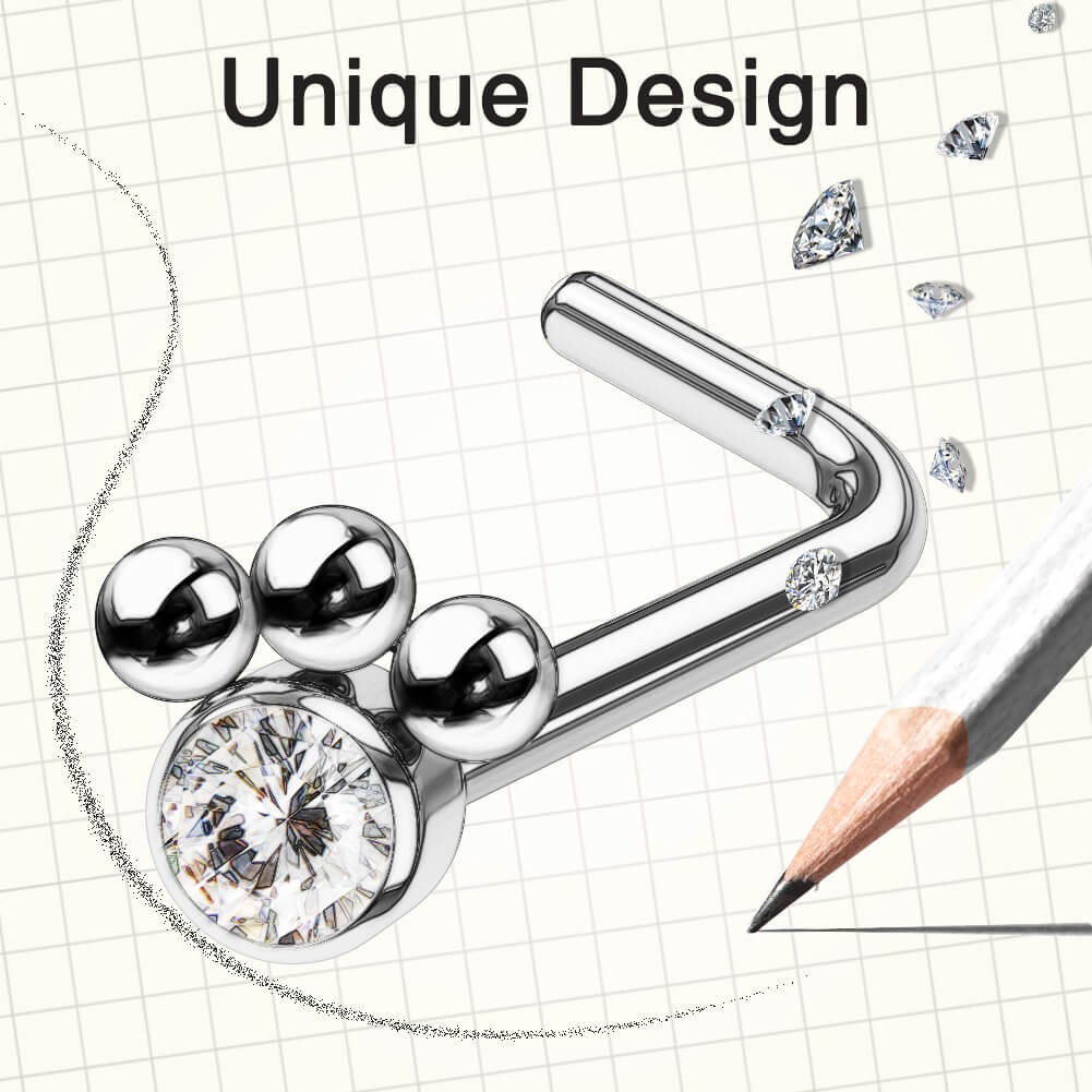 L shaped nose piercing stud jewelry