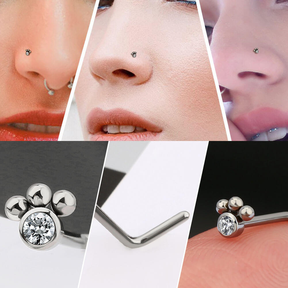 L shaped nose piercing stud jewelry