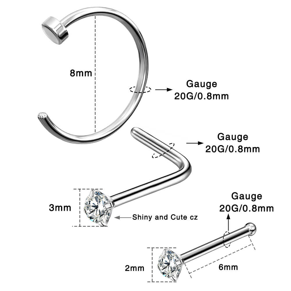 20g titanium nose piercings