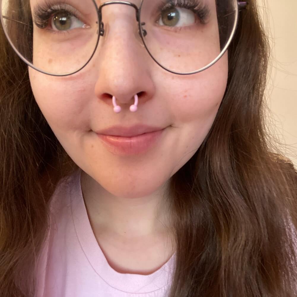 14-20G Macaron Pink Horseshoe Septum Ring