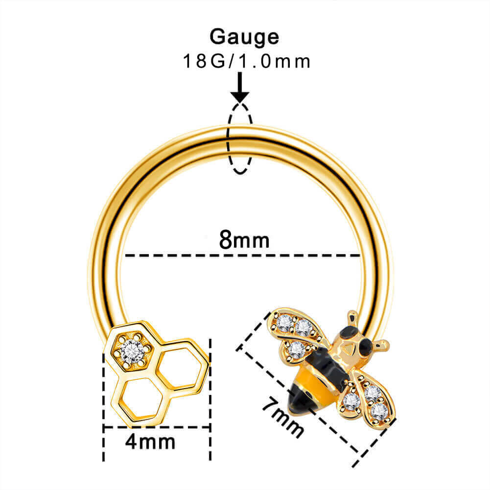 Boucle d'oreille Helix en fer à cheval en or 16G/18G