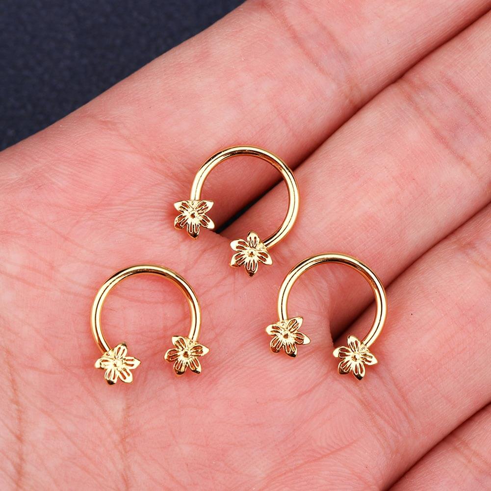 gold flower septum jewelry horseshoe