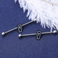 14G Black Coffin Industrial Barbell 38mm Stainless Steel Straight Barbell - OUFER BODY JEWELRY 