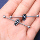 14G Black Coffin Industrial Barbell 38mm Stainless Steel Straight Barbell - OUFER BODY JEWELRY 