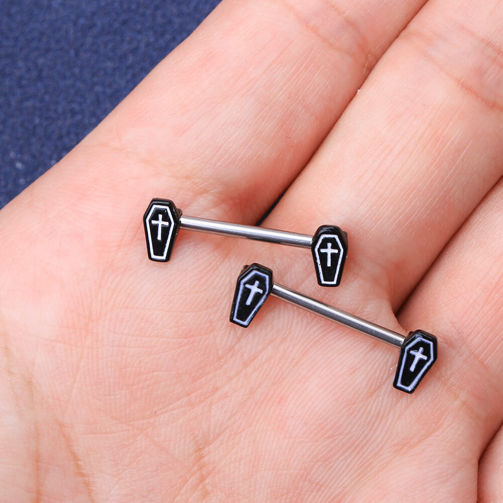 14G Coffin Nipple Ring Set - OUFER BODY JEWELRY 