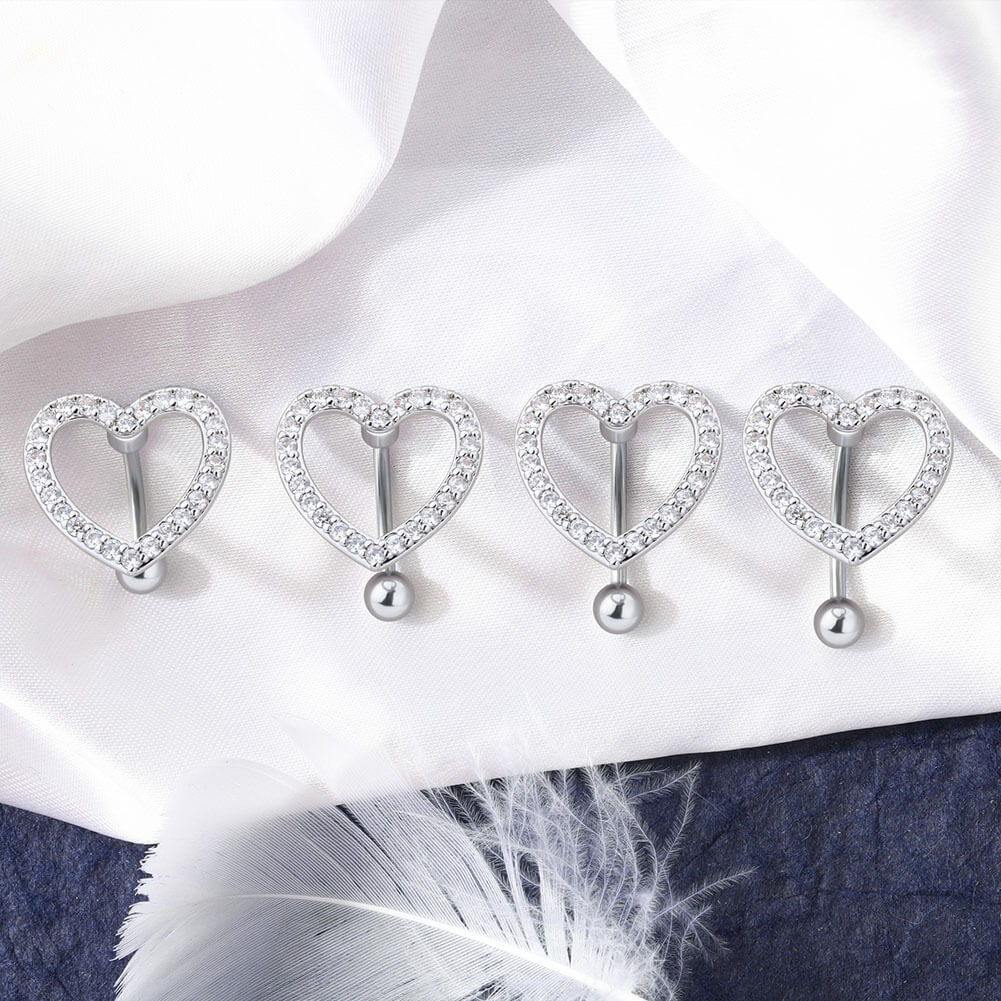 14G Reverse CZ Herz Sparkle Nabel Ring