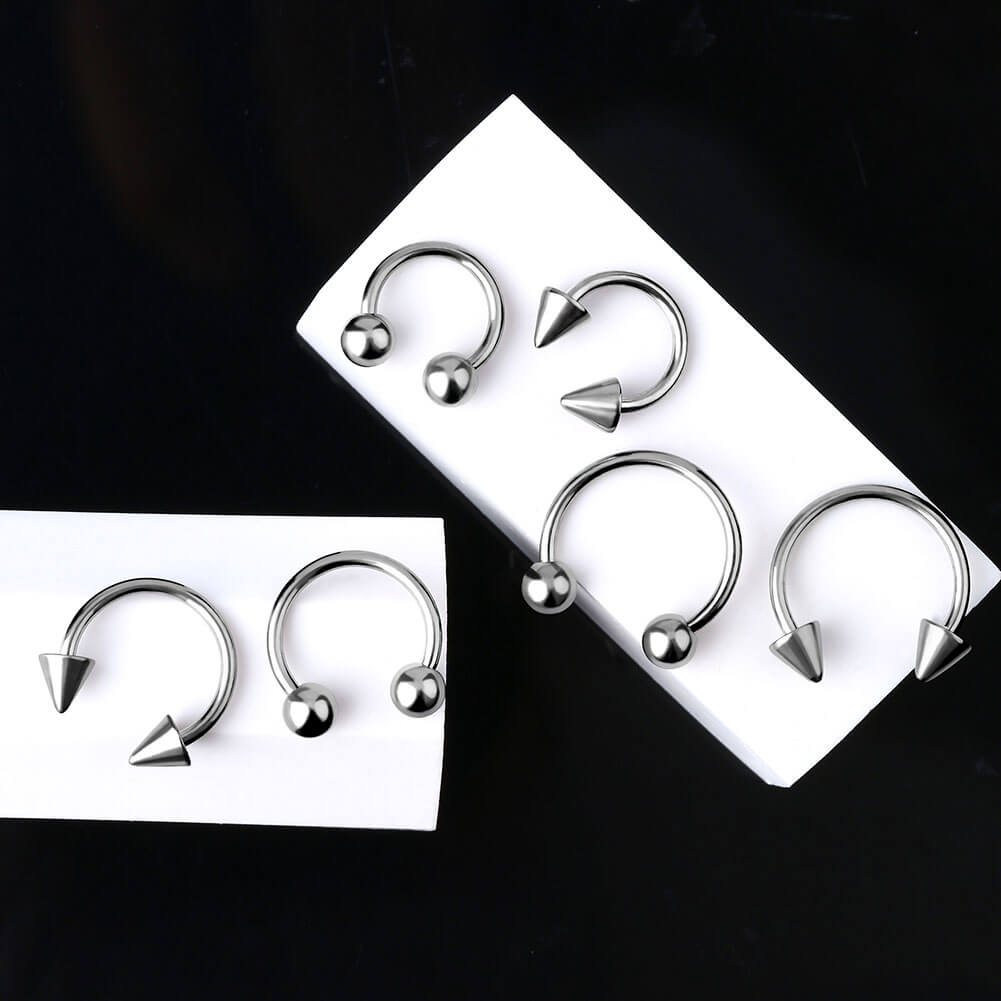 16G 2 piezas de titanio anillo de herradura paquete 8/10/12mm