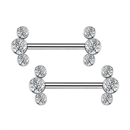 A Set of Sun and Crescent Moon Nipple Barbell. Nipple 