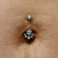 14G Titanium Navel Ring CZ and Opal Dog Paw Belly Button Ring - OUFER BODY JEWELRY