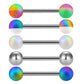 5PCS 14G Rainbow Stainless Steel Tongue Rings - OUFER BODY JEWELRY 