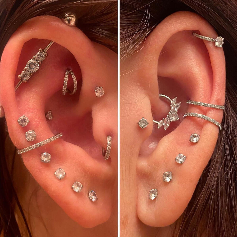 Ohrring CZ Helix Ohrring 16G Doppel Hoop Conch