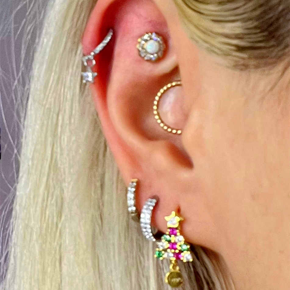 Cerceau Clicker Segment à Charnière en Cristal à Double Anneaux 16G