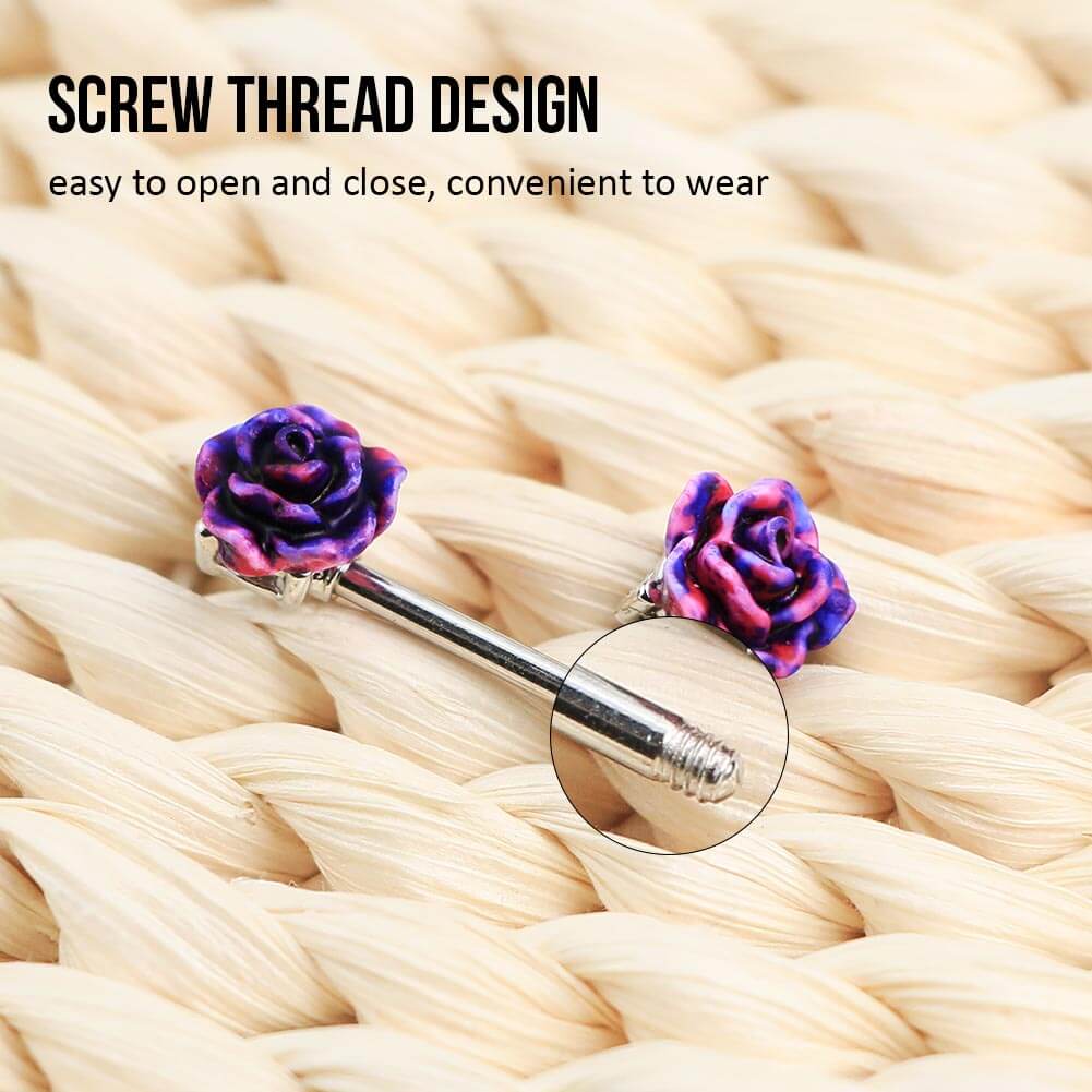 14G 316L Surgical Stainless Steel Rose Nipple Ring - OUFER BODY JEWELRY 